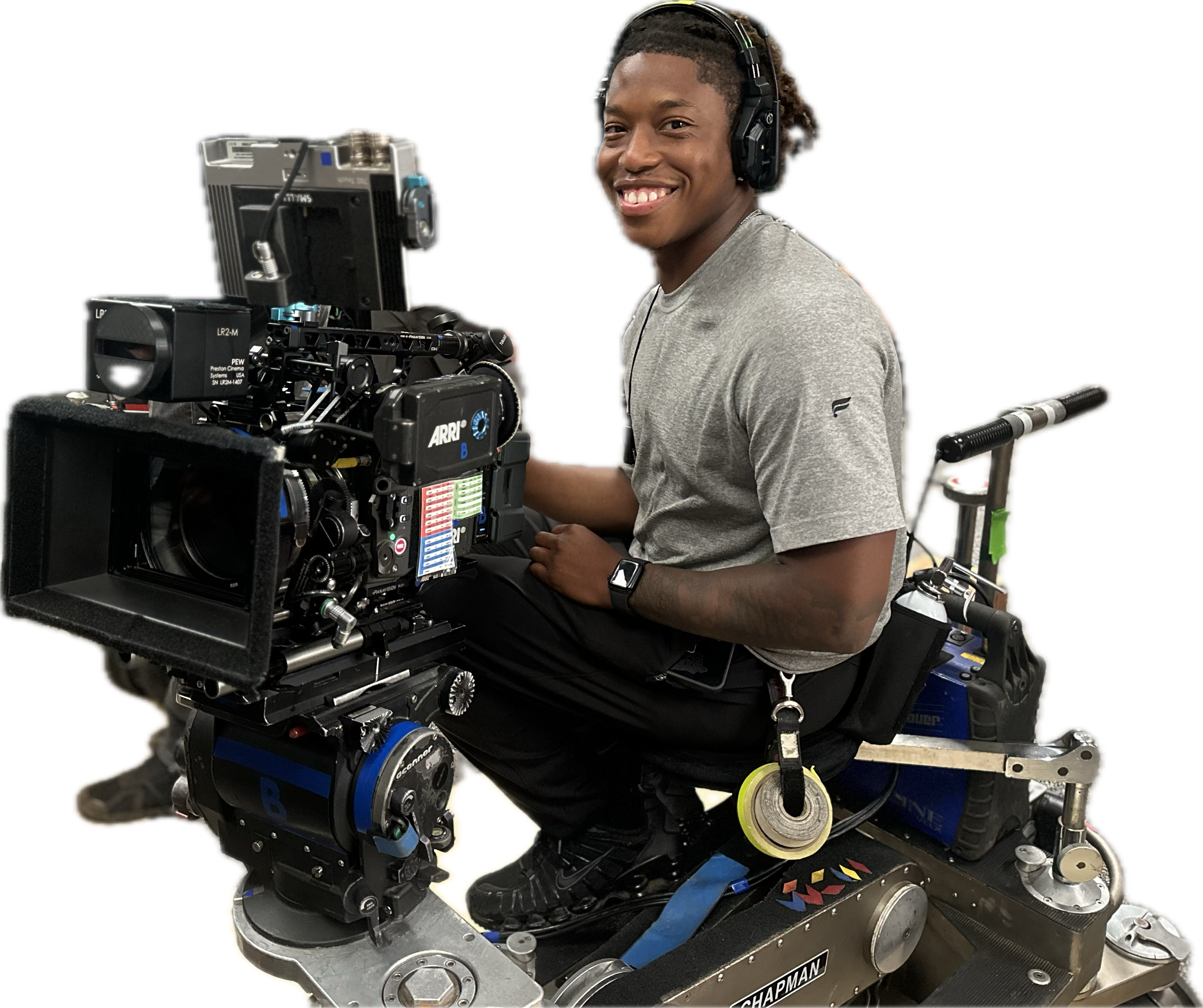 Kyle Jordan operating a cinema camera